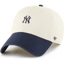 casquette-courbee-beige-et-bleue-marine-ajustable-clean-up-base-runner-sure-shot-two-tone-new-york-yankees-mlb-47-brand