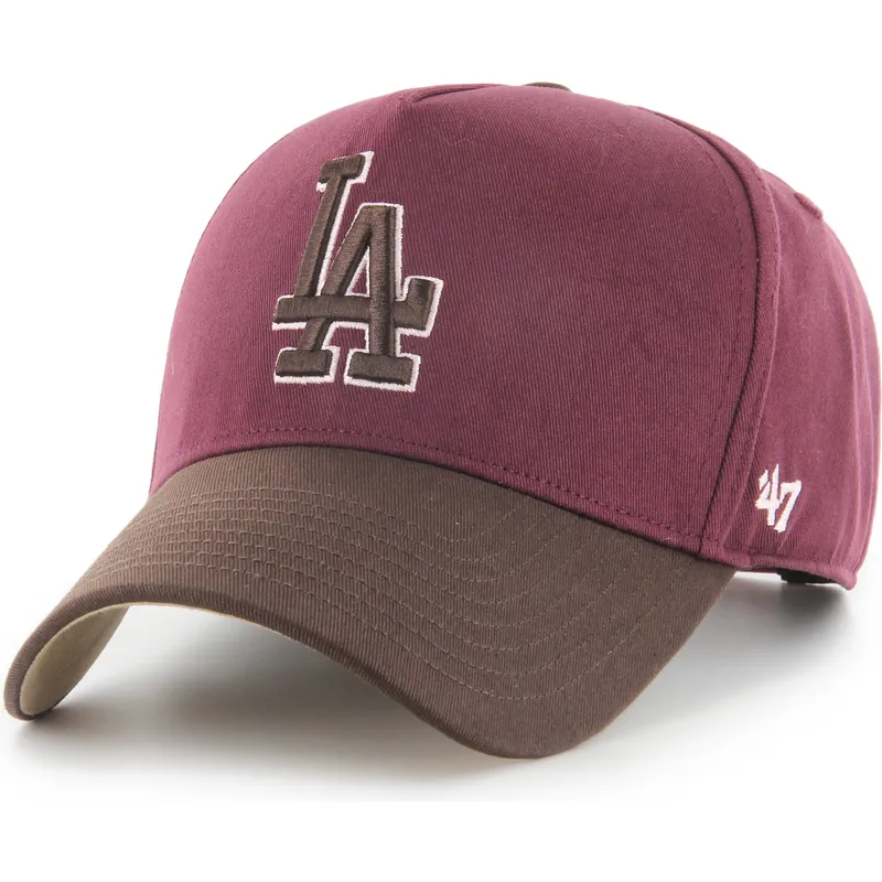 casquette-courbee-grenat-et-marron-snapback-mvp-dt-sure-shot-two-tone-cotton-los-angeles-dodgers-mlb-47-brand