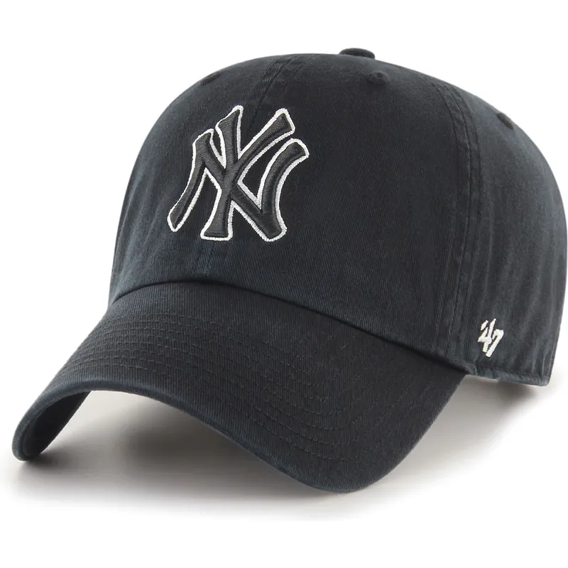 schwarze-verstellbare-curved-cap-clean-up-no-loop-label-der-new-york-yankees-mlb-von-47-brand