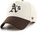 casquette-courbee-beige-et-marron-snapback-mvp-dt-sure-shot-two-tone-cotton-oakland-athletics-mlb-47-brand