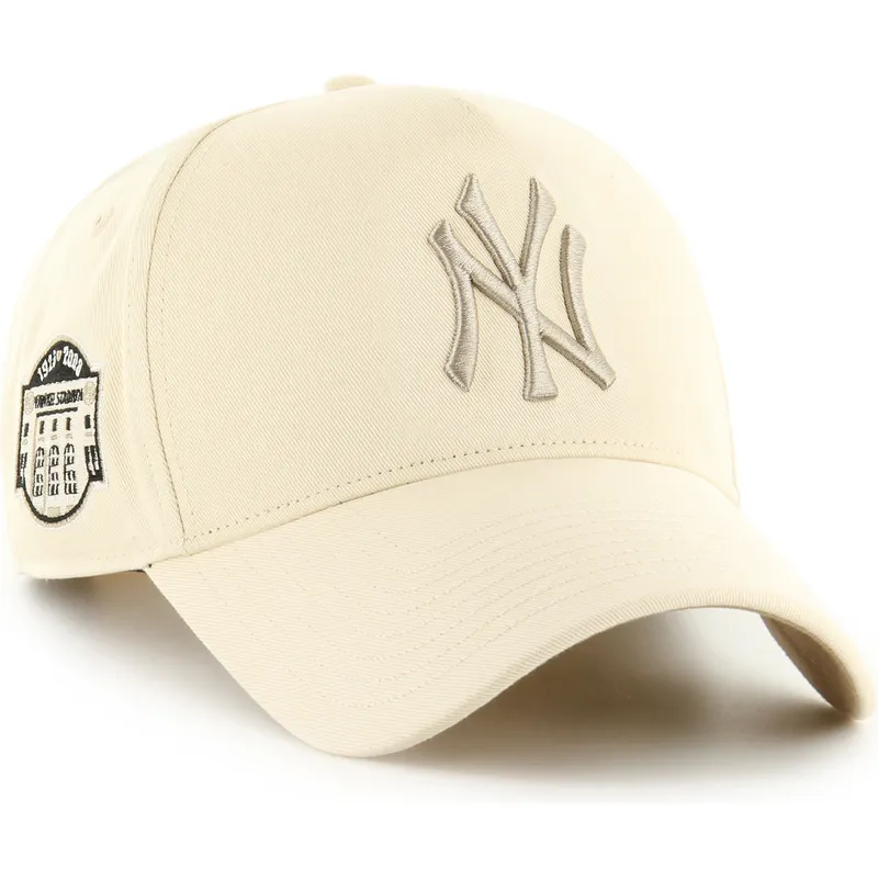 beige-gebogene-snapback-kappe-mit-beigem-logo-mvp-dt-sure-shot-two-tone-cotton-der-new-york-yankees-mlb-von-47-brand