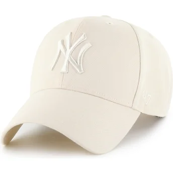 Beige böjd keps snapback med beige MVP-logotyp från New York Yankees MLB av 47 Brand