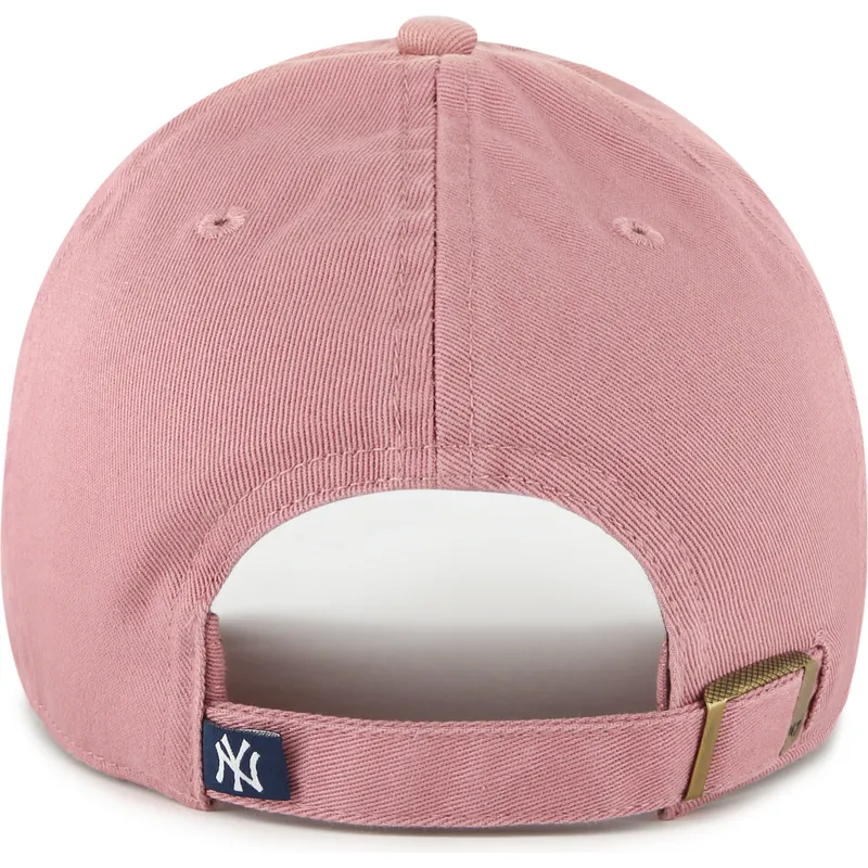 rosa-verstellbare-curved-cap-mit-rosa-clean-up-logo-der-new-york-yankees-mlb-von-47-brand