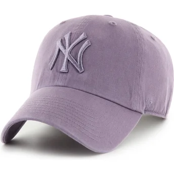 Gorra curva violeta ajustable con logo violeta Clean Up Iris de New York Yankees MLB de 47 Brand
