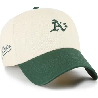 Casquette courbée beige et verte ajustable Clean Up Base Runner Sure Shot Two Tone MLB 47 Brand