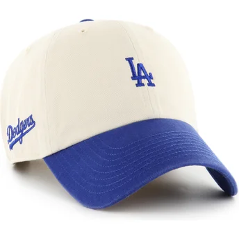 Beige und blaue verstellbare gebogene Kappe Clean Up Base Runner Sure Shot Two Tone der Los Angeles Dodgers MLB von 47 Brand