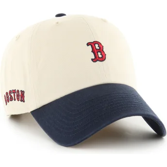 Gorra curva beige y azul marino ajustable Clean Up Base Runner Sure Shot Two Tone de Boston Red Sox MLB de 47 Brand