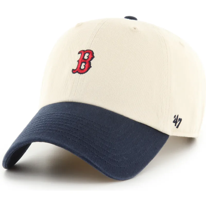 bezowa-i-granatowa-regulowana-czapka-z-daszkiem-clean-up-base-runner-sure-shot-two-tone-boston-red-sox-mlb-od-47-brand