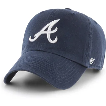 Gorra curva azul marino ajustable Clean Up de Atlanta Braves MLB de 47 Brand
