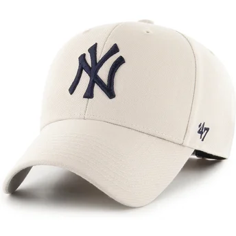Beżowa regulowana czapka z zakrzywionym daszkiem z granatowym logo MVP New York Yankees MLB od 47 Brand