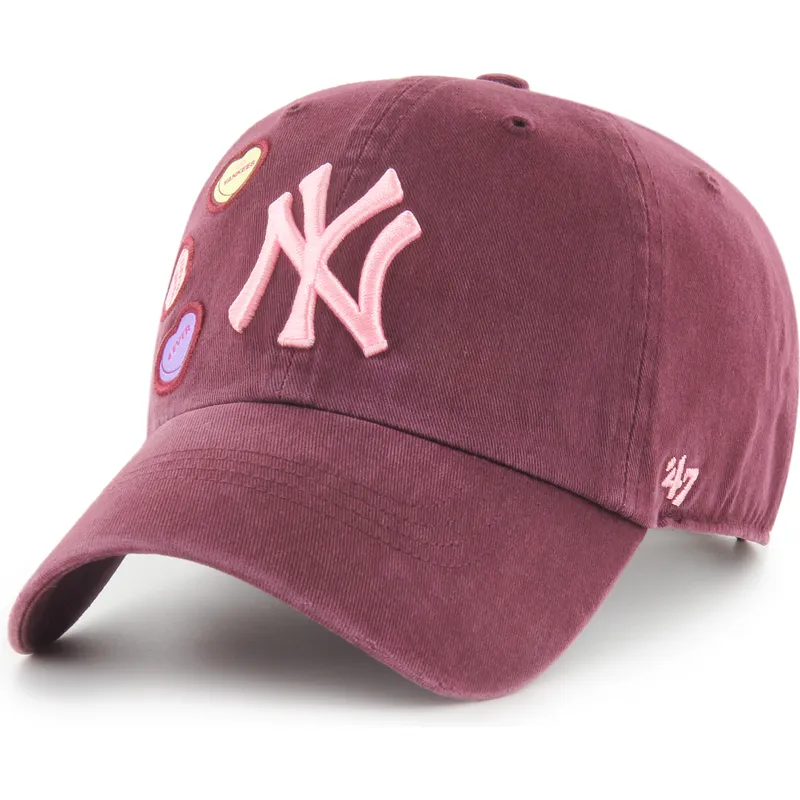 casquette-courbee-grenat-ajustable-clean-up-candy-heart-new-york-yankees-mlb-47-brand