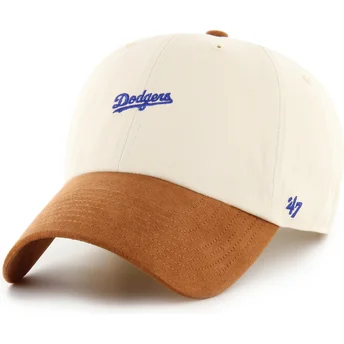 Beżowo-brązowa regulowana czapka z zakrzywionym daszkiem Clean Up Mini Script Suede Visor Los Angeles Dodgers MLB od 47 Brand