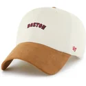 beige-und-braune-gebogene-verstellbare-kappe-clean-up-mini-script-suede-visor-der-boston-red-sox-mlb-von-47-brand