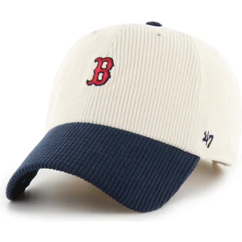 Beige und marineblaue gebogene verstellbare Kappe Clean Up Cord Base Runner Two Tone der Boston Red Sox MLB von 47 Brand