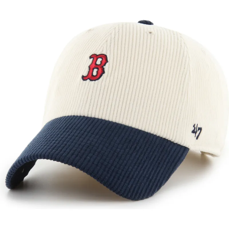 gorra-curva-beige-y-azul-marino-ajustable-clean-up-cord-base-runner-two-tone-de-boston-red-sox-mlb-de-47-brand