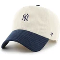 beige-und-marineblaue-gebogene-verstellbare-kappe-clean-up-cord-base-runner-two-tone-der-new-york-yankees-mlb-von-47-brand