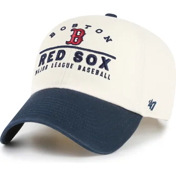47 Brand Curved Brim Clean Up Windham Boston Red Sox MLB Beige and Navy Blue Adjustable Cap