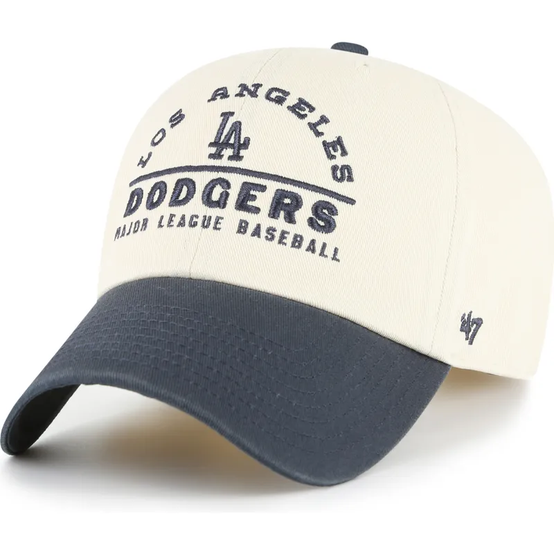 casquette-courbee-beige-et-bleue-marine-ajustable-clean-up-windham-los-angeles-dodgers-mlb-47-brand