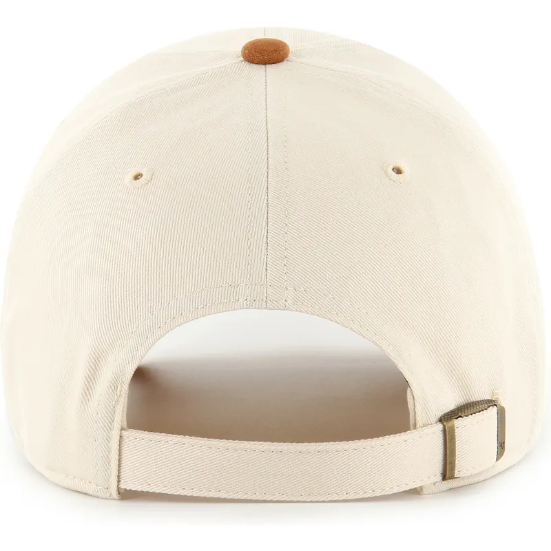 bezowo-brazowa-regulowana-czapka-z-zakrzywionym-daszkiem-clean-up-mini-script-suede-visor-new-york-yankees-mlb-od-47-brand