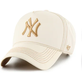 Böjd beige justerbar keps MVP DT Contrast Stitch från New York Yankees MLB av 47 Brand