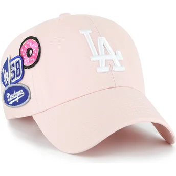 Justerbar rosa böjd keps Clean Up Badges från Los Angeles Dodgers MLB av 47 Brand