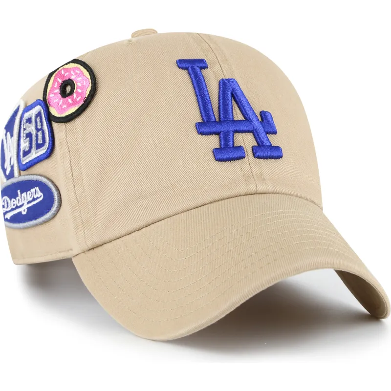 czapka-z-zakrzywionym-daszkiem-khaki-regulowana-clean-up-badges-los-angeles-dodgers-mlb-od-47-brand