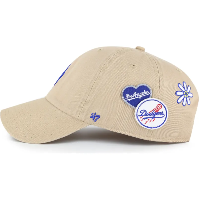 gorra-curva-khaki-ajustable-clean-up-badges-de-los-angeles-dodgers-mlb-de-47-brand