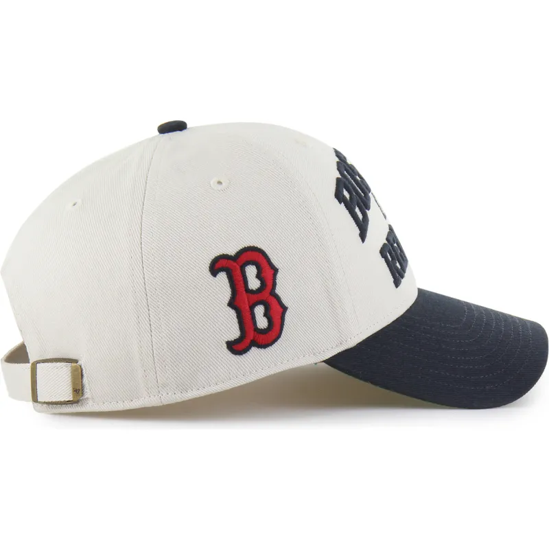 casquette-courbee-beige-et-bleue-marine-ajustable-mvp-broke-line-boston-red-sox-mlb-47-brand