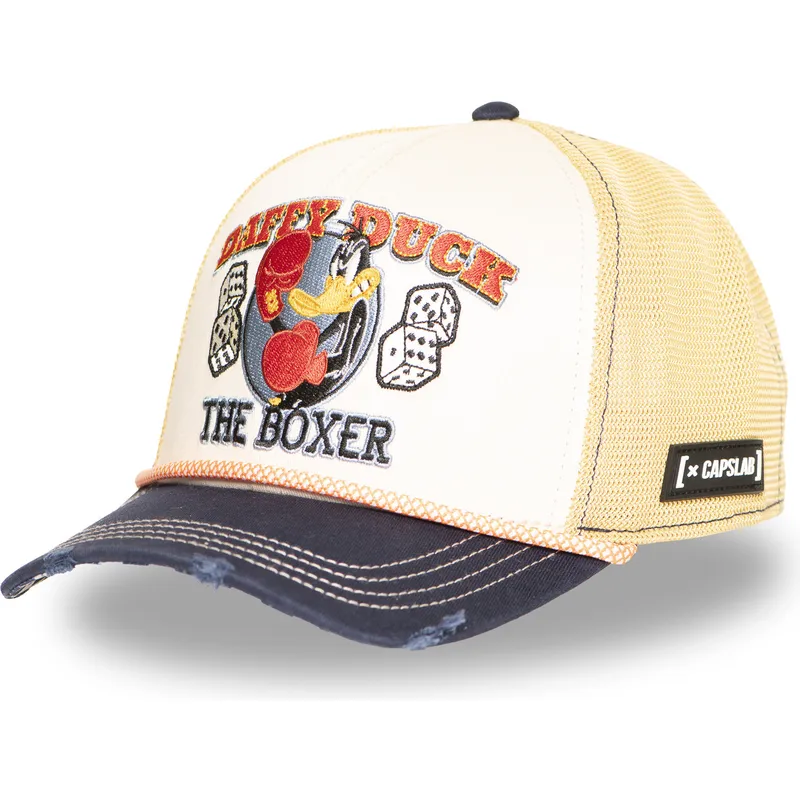 trucker-cap-beige-und-marineblau-daffy-duck-loo13-pcsmcbb-looney-tunes-von-capslab