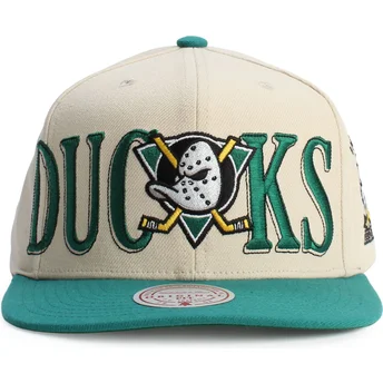 Grön och beige platt snapback-keps Across The Board från Anaheim Ducks NHL av Mitchell & Ness