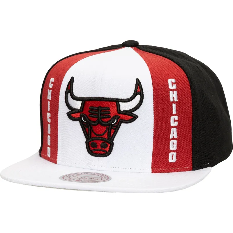 gorra-plana-blanca-roja-y-negra-blanca-snapback-old-cut-de-chicago-bulls-nba-de-mitchell-ness
