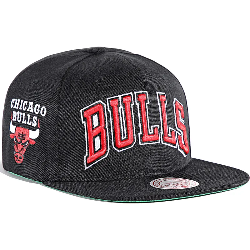 casquette-plate-noire-snapback-triple-play-chicago-bulls-nba-mitchell-ness