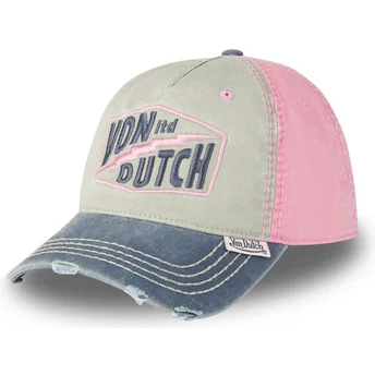 Czapka z daszkiem szara i różowa regulowana RETRO11 Von Dutch