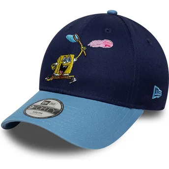 Gorra curva azul snapback para niño 9FORTY de Bob Esponja de New Era
