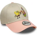 bojd-beige-och-rosa-snapback-keps-for-barn-9forty-med-svampbob-och-patrik-sjostjarna-fran-new-era