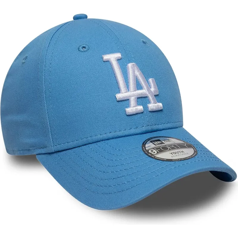 casquette-courbee-bleue-claire-ajustable-pour-enfant-9forty-essential-los-angeles-dodgers-mlb-new-era