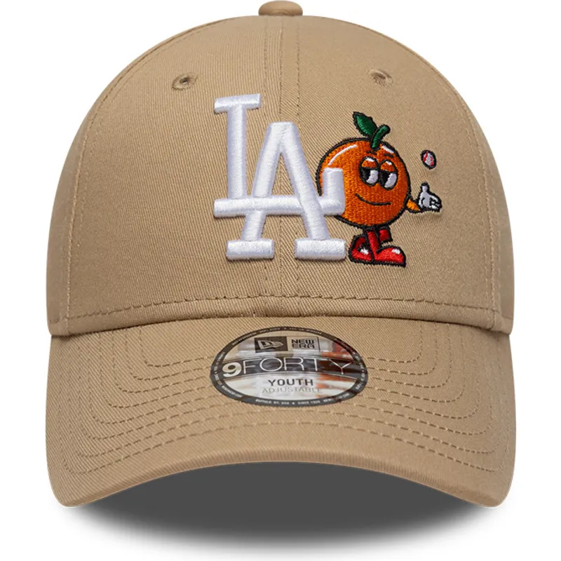 casquette-courbee-beige-ajustable-pour-enfant-9forty-icon-los-angeles-dodgers-mlb-new-era