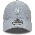 casquette-courbee-bleue-marine-ajustable-9twenty-seersucker-new-york-yankees-mlb-new-era