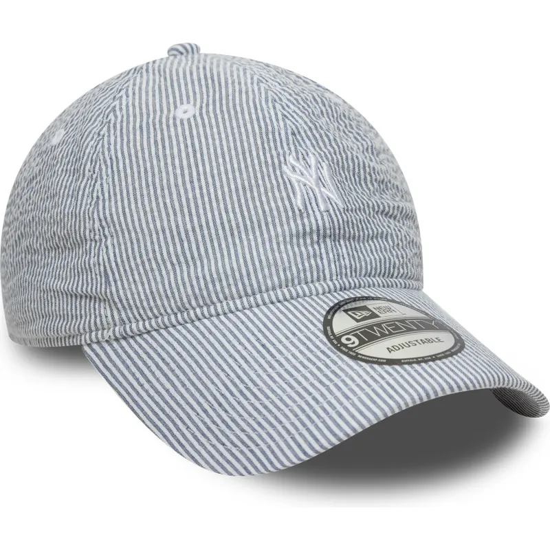 casquette-courbee-bleue-marine-ajustable-9twenty-seersucker-new-york-yankees-mlb-new-era