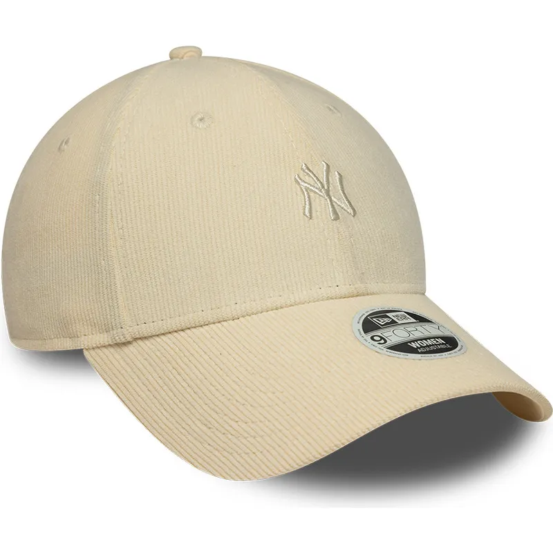 casquette-courbee-beige-ajustable-pour-femme-9forty-mini-cord-new-york-yankees-mlb-new-era