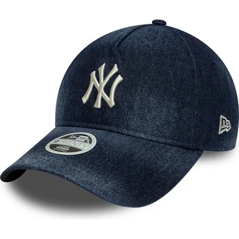 New Era Curved Brim Women 9TWENTY A Frame Denim New York Yankees MLB Navy Blue Adjustable Cap