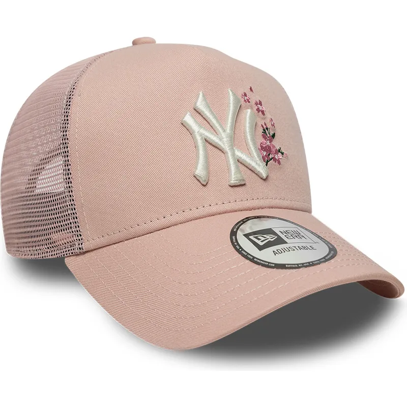casquette-trucker-rose-pour-femme-9forty-a-frame-floral-new-york-yankees-mlb-new-era