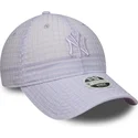 casquette-courbee-violette-ajustable-avec-logo-violet-pour-femme-9twenty-seersucker-new-york-yankees-mlb-new-era