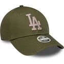 casquette-courbee-verte-ajustable-pour-femme-9forty-metallic-los-angeles-dodgers-mlb-new-era