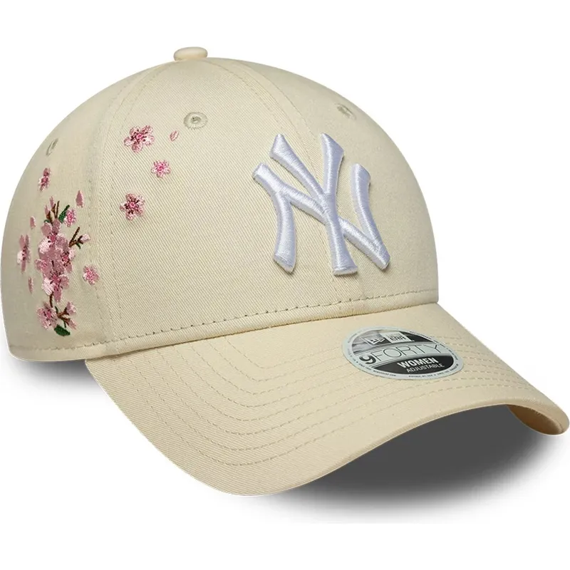 bojd-beige-justerbar-keps-for-dam-9forty-floral-icon-side-fran-new-york-yankees-mlb-av-new-era