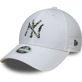Vit justerbar kurvad keps för dam 9FORTY Floral Infill från New York Yankees MLB av New Era