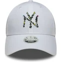 vit-justerbar-kurvad-keps-for-dam-9forty-floral-infill-fran-new-york-yankees-mlb-av-new-era