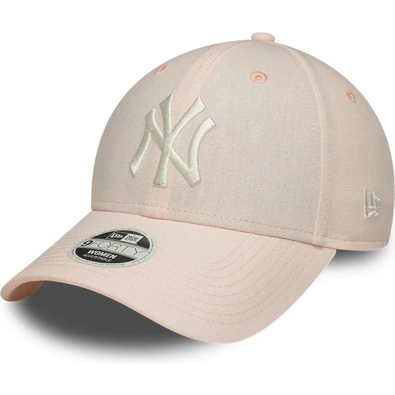 new-era-curved-brim-women-9forty-linen-new-york-yankees-mlb-light-pink-adjustable-cap