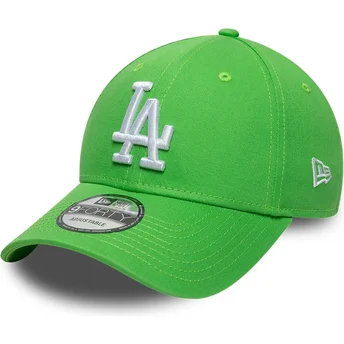 New Era Curved Brim White Logo 9FORTY League Essential Los Angeles Dodgers MLB Light Green Adjustable Cap