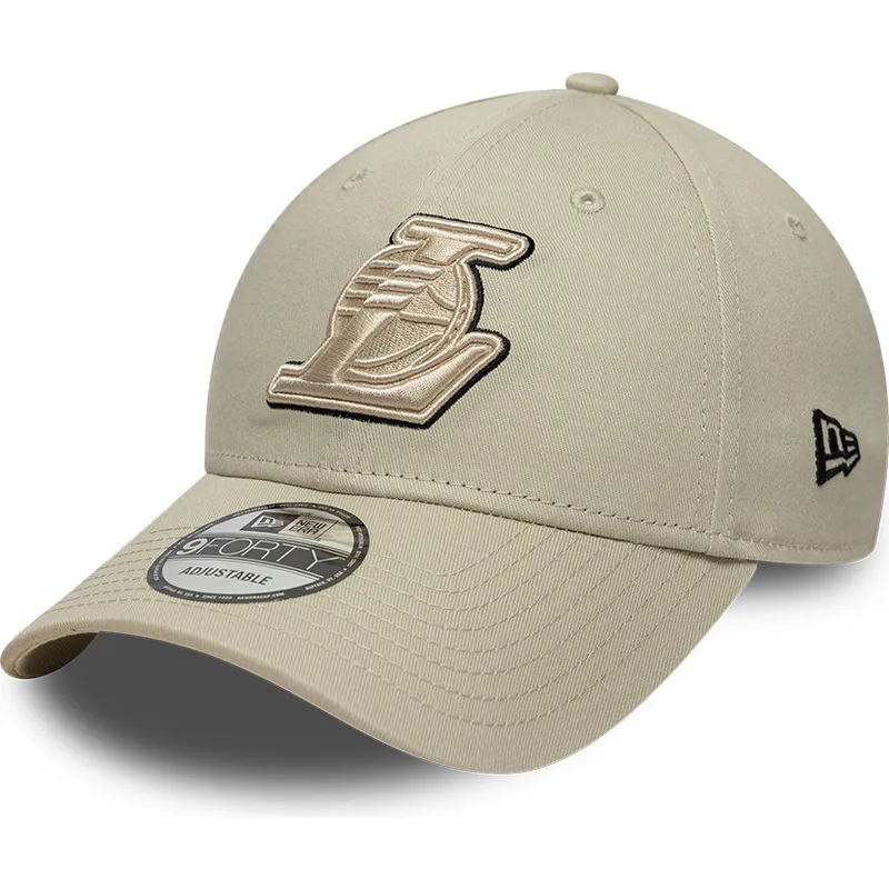 casquette-courbee-beige-ajustable-avec-logo-beige-9forty-team-outline-los-angeles-lakers-nba-new-era